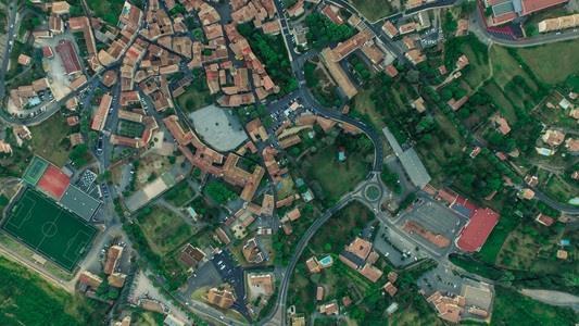 aerial view of green town